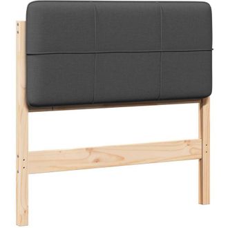 vidaXL Upholstered Headboard Brown and Dark Grey 80 cm Solid Pine Wood vidaXL