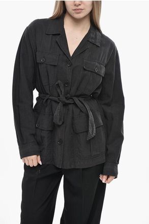 Aspesi Linen-Blend Sahariana Blouse with Belt size 44