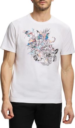 Robert Graham Jungle Tiger Knit Graphic T-Shirt in White at Nordstrom Rack, Size Xx-Large
