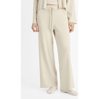 Mango Wide Leg Rib Drawstring Pants in Light/pastel Grey at Nordstrom, Size Medium