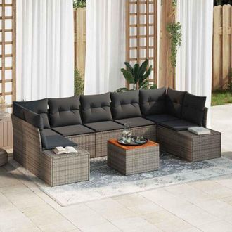 vidaXL Conjunto De Sof&aacute; De Jard&iacute;n Con Coj&iacute;n 8 Pcs Gris Polirat&aacute;n Vidaxl