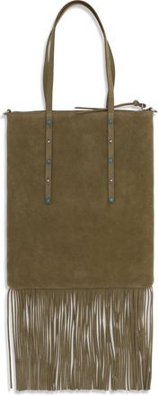 Pinko Fringed Suede Shoulder Bag - Green