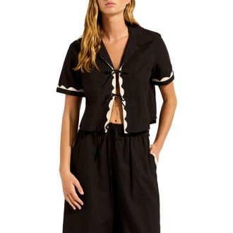 Seafolly Front Tie Crop Cover-Up Top in Black at Nordstrom, Size X-Large