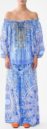 Camilla Frill Off Shoulder Top in The Bosphorous at Nordstrom, Size Medium Au