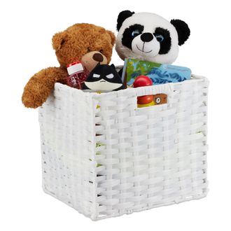Relaxdays 3 Cajas De Almacenaje, Cestos Cuadrados Para Ba&ntilde;o O Habitaci&oacute;n Infantil, Trenzado, 31x32x30 Cm, Blanco