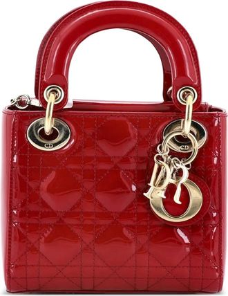 Dior Lady Dior Chain Bag Cannage Quilt Patent Mini satchel - Rood
