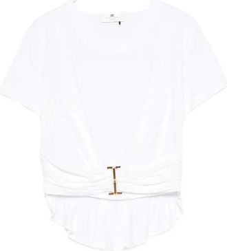 Elisabetta Franchi Peplum Jersey T-shirt - Dames - Blouses - Wit - M - Overhemden