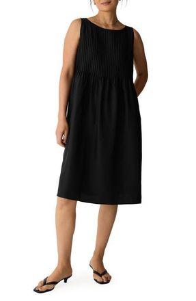 Eileen Fisher Pleated Silk Dress in Black at Nordstrom, Size Xx-Small