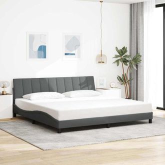 vidaXL Cama Sin Colch&oacute;n Tela Gris Oscuro 200x200 Cm Vidaxl