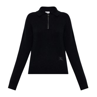 Burberry Maglione Polo in Cashmere a Maniche Lunghe - - Knitwear - Donna - Nero - S