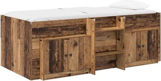 vidaXL Marco De Cama Loft Con Armario 3 Uds. Madera Envejecida Vidaxl