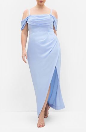 City Chic Forbidden Love Off the Shoulder Maxi Dress in Sky Blue at Nordstrom, Size Xxxs