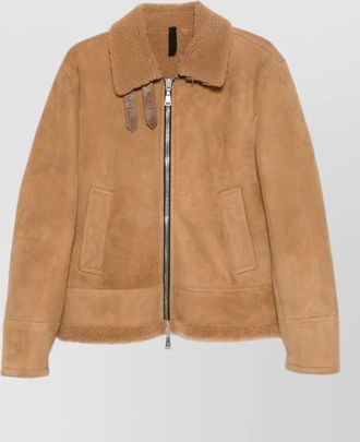Tagliatore suede jacket shearling collar buckle pockets