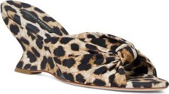 Loeffler Randall Marsy Angled Wedge Sandal in Leopard at Nordstrom, Size 11.5