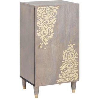 vidaXL vidaXL Credenza Grigio e Oro 40 x 33.5 x 75 cm Legno massello di mango