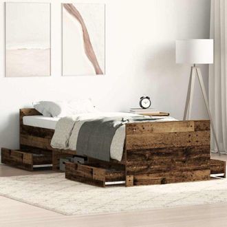 vidaXL Vidaxl - Estructura De Cama Sin Colch&oacute;n Madera De Ingenier&iacute;a Envejecida