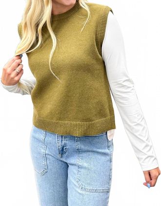 Wishlist Knit Sweater Vest In Olive