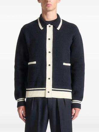 Mani&egrave;re De Voir Julien gebreid katoenen vest met klassieke kraag - Blauw