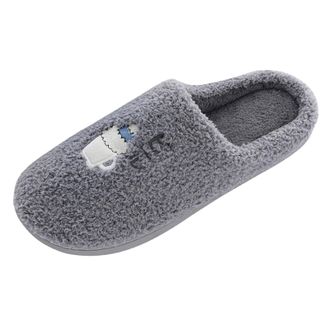 Generic Men Women Winter Plush Slippers Soft Plush Warm Memory Foam Soft Lightweight Comfortable Lightweight Cotton Slippers, grey, 9.5 UK
