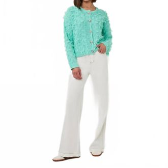 Esqualo Fivika Fringed Cardigan In Light Mint