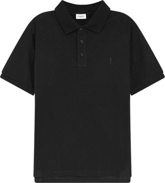 Saint Laurent Tops, Heren, Zwart, S, Katoen, Cassandre Polo Shirt