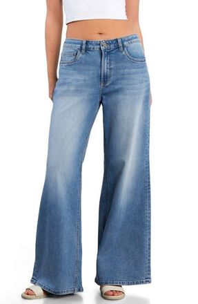 HINT OF BLU Myra Mid Rise Wide Leg Jeans in Atlas Blue at Nordstrom, Size 34