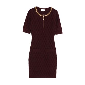 Elisabetta Franchi Knitted Dresses, female, Red, Size: L Abito di Maglia Merlot