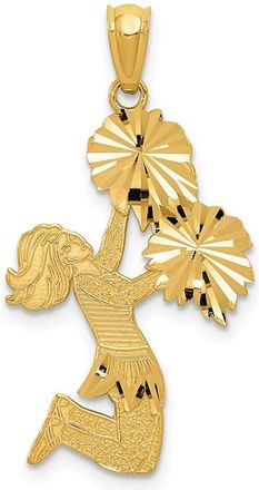 Diamond2Deal 14k Yellow Gold Diamond Cut Cheerleader Charm