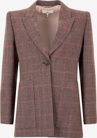 Chlo&eacute; Karierte taillierte Wolljacke