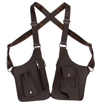 Generic Underarm Shoulder Bag For Men, Anti Theft Harness Pouch, PU Leather Multi Pocket Tac-tical Bag, Double Shoulder Pouch Medieval Cosplay, Multi Pocket D