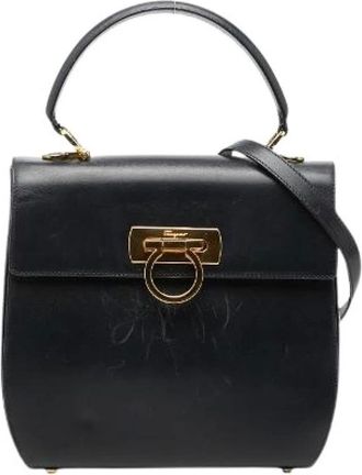 Ferragamo Pre-owned Handbags, female, Blue, Size: ONE SIZE Pre-owned Leather 2way bag