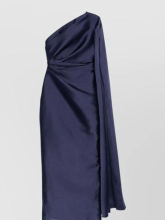 Solace London satin one-shoulder cape maxi dress