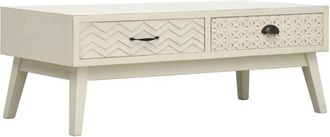vidaXL Vidaxl - Coffee Table with 2 Drawers Carving Grey 110x50x40 cm Wood
