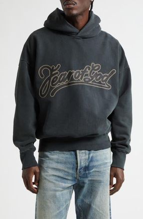 Fear of God Classic Fit Logo Graphic Hoodie in Black at Nordstrom, Size X-Large