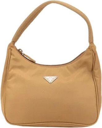 Prada Pre-owned Mini Bags, female, Brown, Size: ONE SIZE Pre-owned Nylon Shoulder Bag