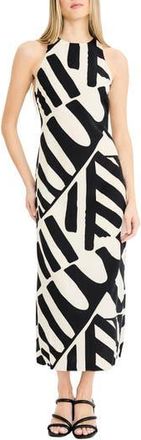 Donna Morgan Abstract Print Sleeveless Maxi Dress in Cream/Black at Nordstrom Rack, Size 18