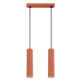 OEM L&aacute;mpara Colgante &Aacute;mbar 2 Gu10 Rojo Ocre Alu Lumilo 16.211.31