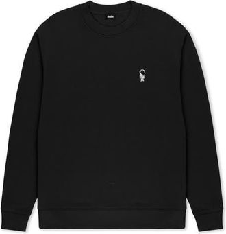 Dalix Astronaut Relaxed Midweight Fleece Crewneck Sweatshirt in Black at Nordstrom, Size Xx-Large