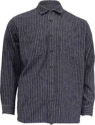Isabel Marant Striped Button-Down Shirt in Navy Blue Cotton