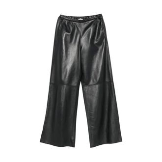 Forte_Forte Dames, Broeken, Zwart, Maat: M Leer