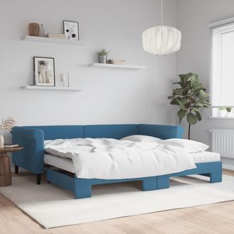 vidaXL Vidaxl - Sof&aacute; Cama Nido Con Colch&oacute;n Terciopelo Azul 100x200 Cm