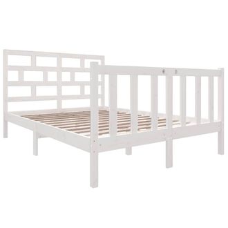 Berkfield Home Beautiful Bed Frame White Solid Wood Pine 140x190 cm