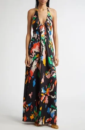 A.L.C. Al Print Halter Gown in Black Multi at Nordstrom Rack, Size 00