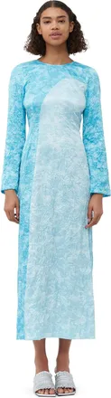 Ganni Crinkled Satin Maxi Dress - Size 0 Blue