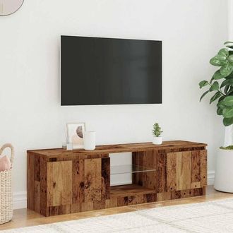 Berkfield Home TV Cabinet with LED Lights Old Wood 120x30x36 cm Engineered Wood in Brown | Size: 120 x 30 x 36 cm