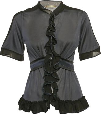 Balenciaga Top met ruches-detail - Blauw