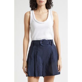 Cinq &agrave; Sept Braid Accent Tank in White/White at Nordstrom, Size Xx-Small