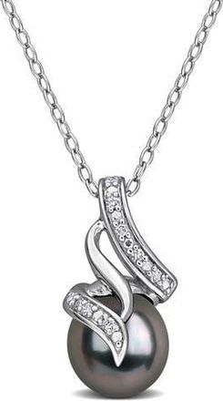 Delmar Tahitian Pearl & Diamond Pendant Necklace in Black at Nordstrom Rack