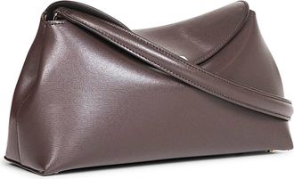 Toteme Womens Clutch Bag T-Lock Brown Leather Calf Handbags Hand