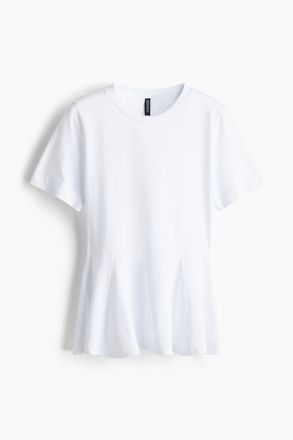 H&M Peplum-T-Shirt - White